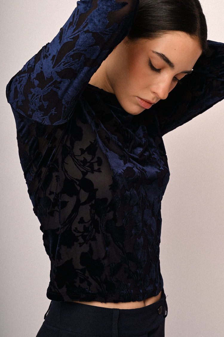 Floral devoré velvet top