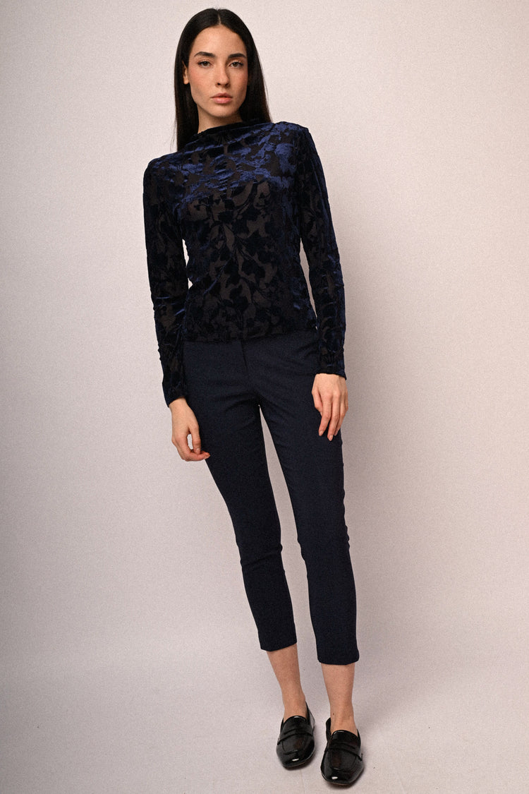 Floral devoré velvet top