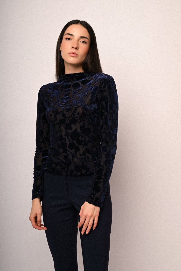 Floral devoré velvet top