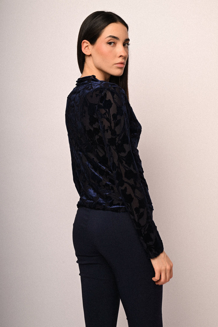 Floral devoré velvet top