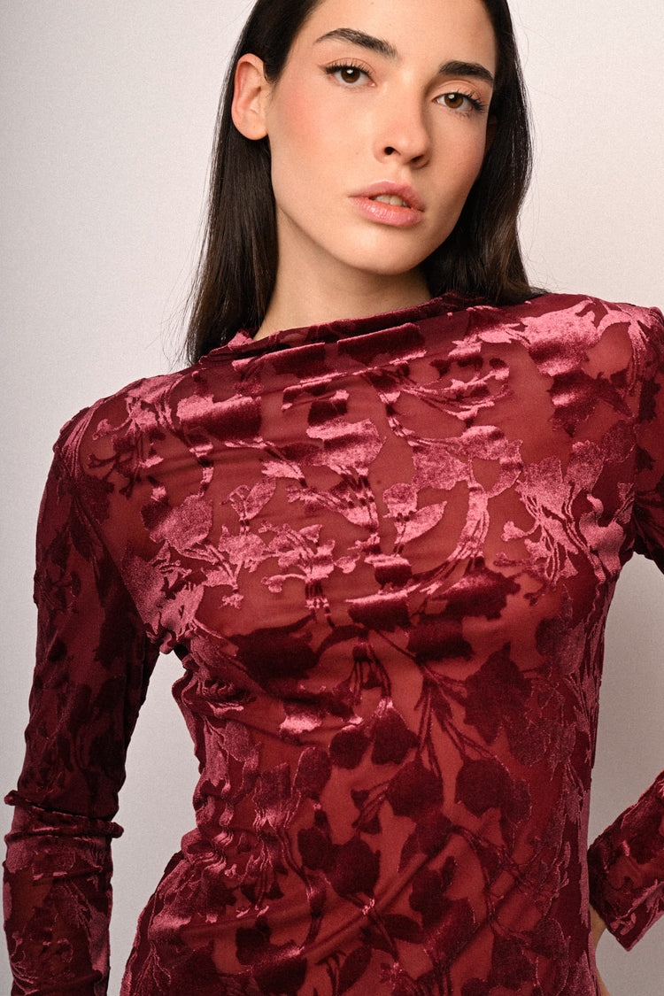 Floral devoré velvet top