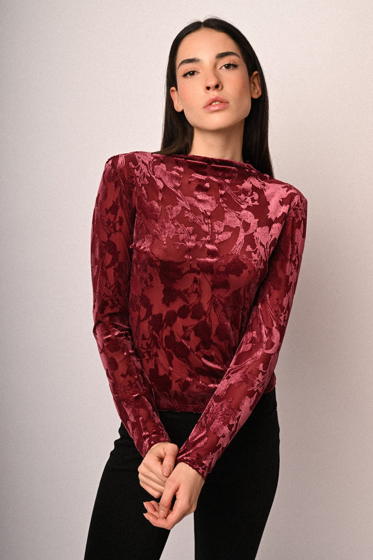 Floral devoré velvet top