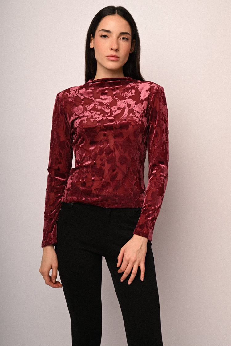 Floral devoré velvet top