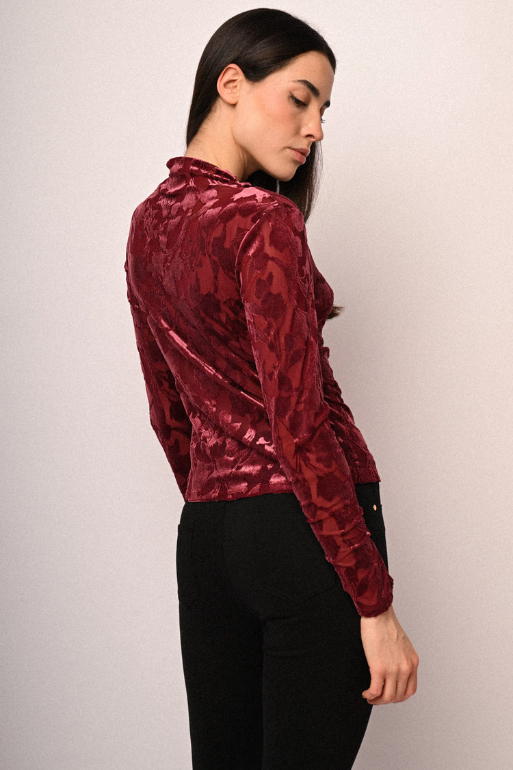 Floral devoré velvet top
