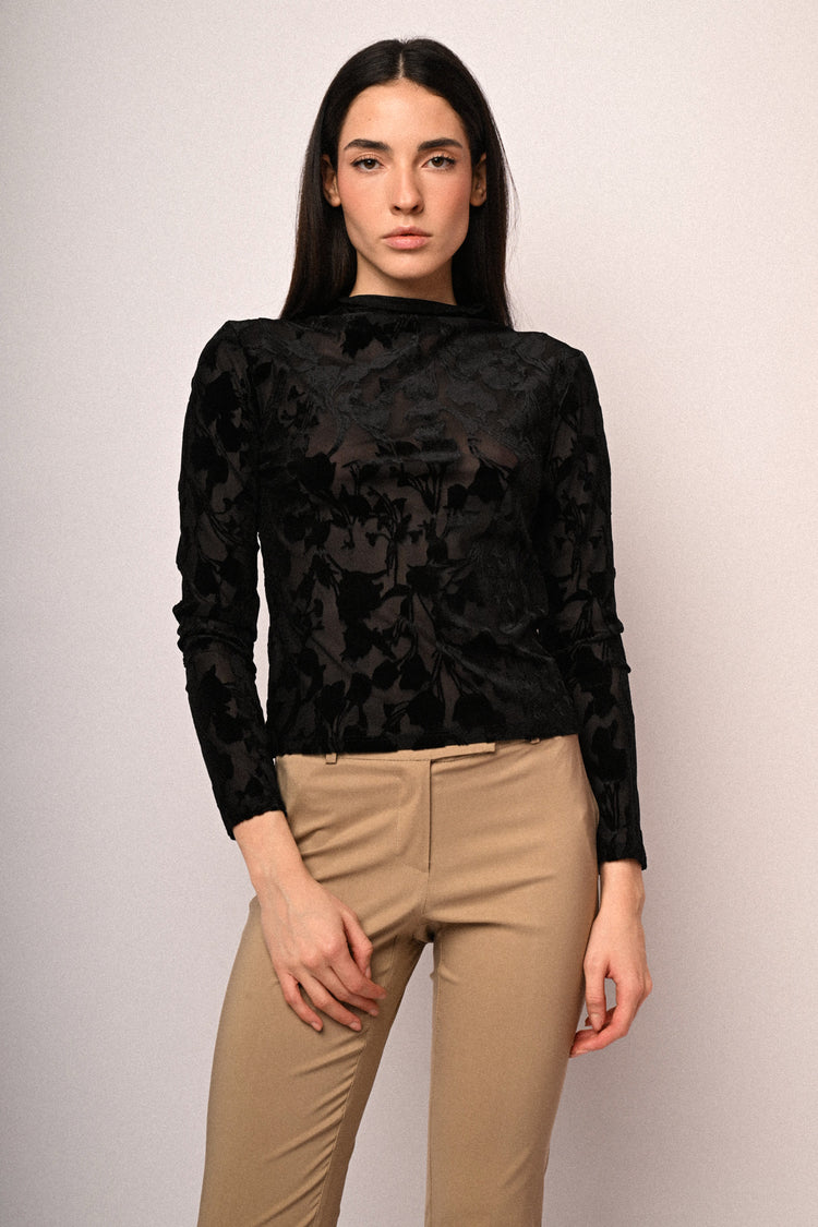 Floral devoré velvet top