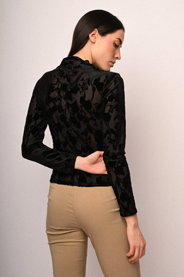 Floral devoré velvet top
