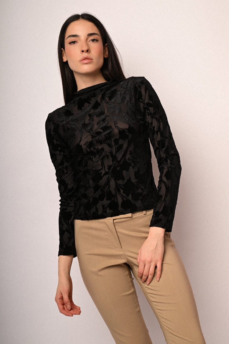 Floral devoré velvet top