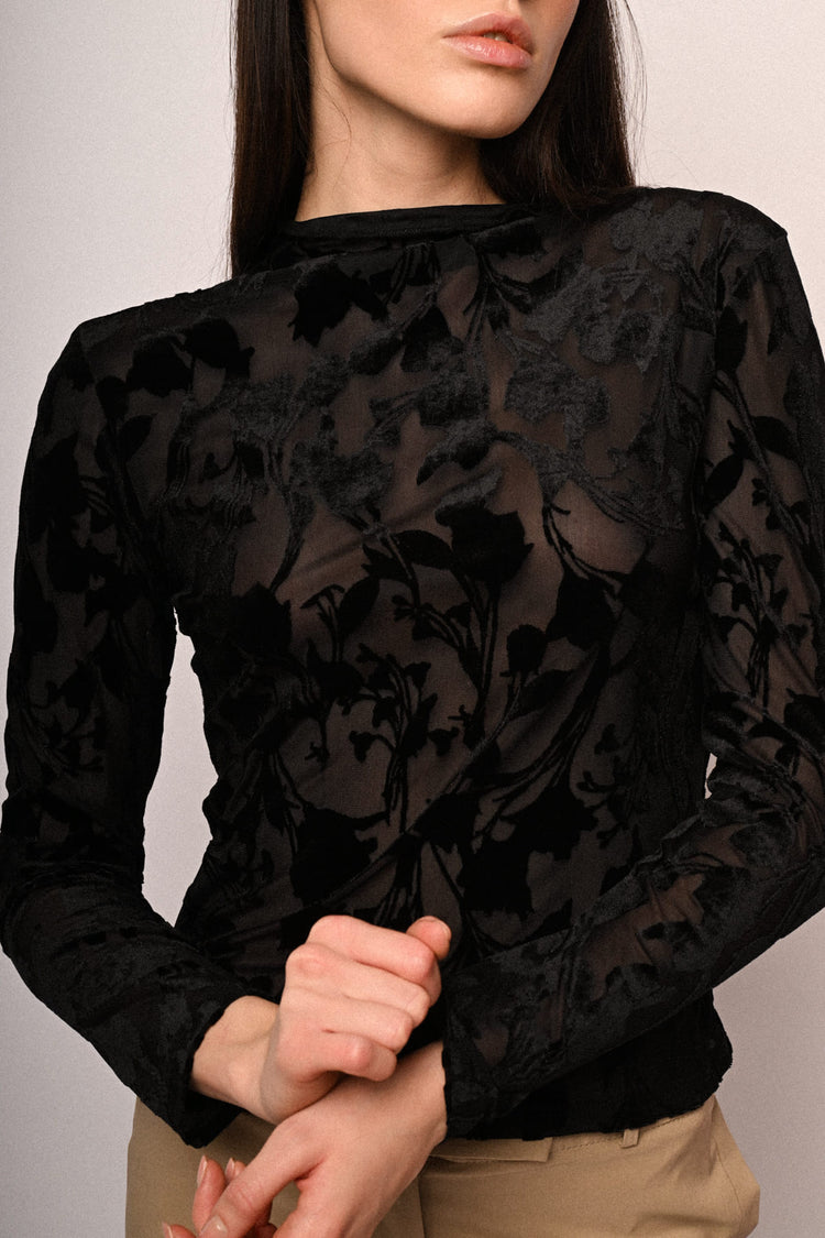 Floral devoré velvet top