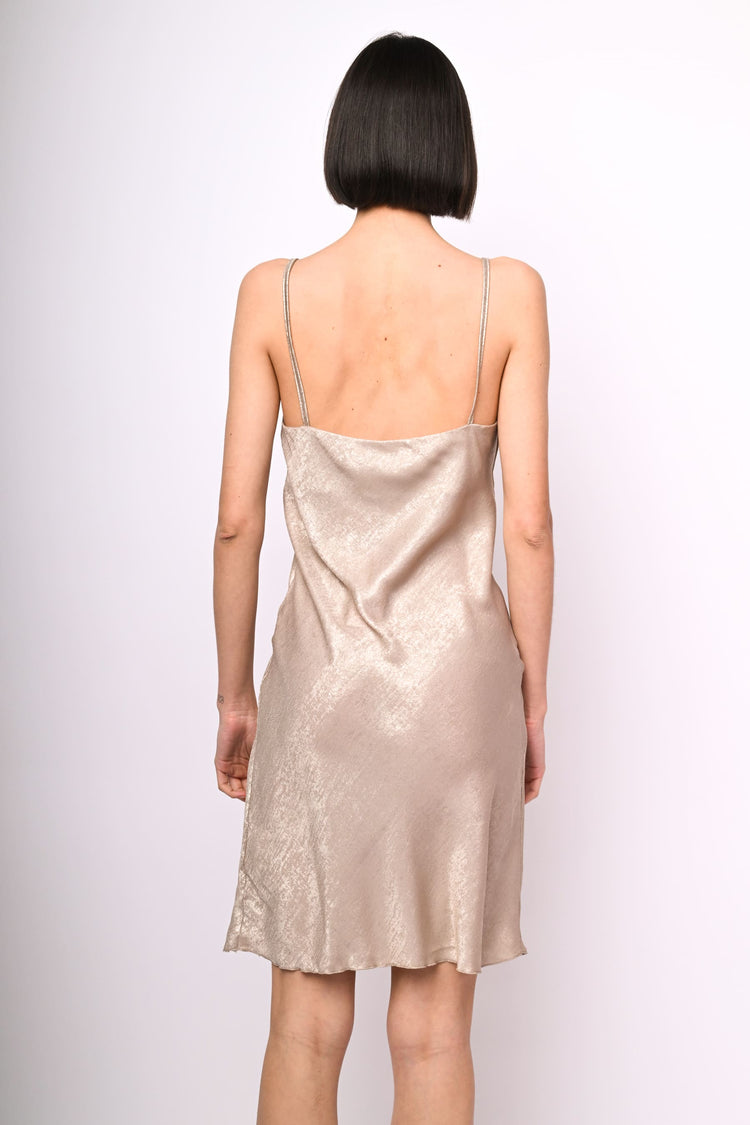 Laminated satin slip dress