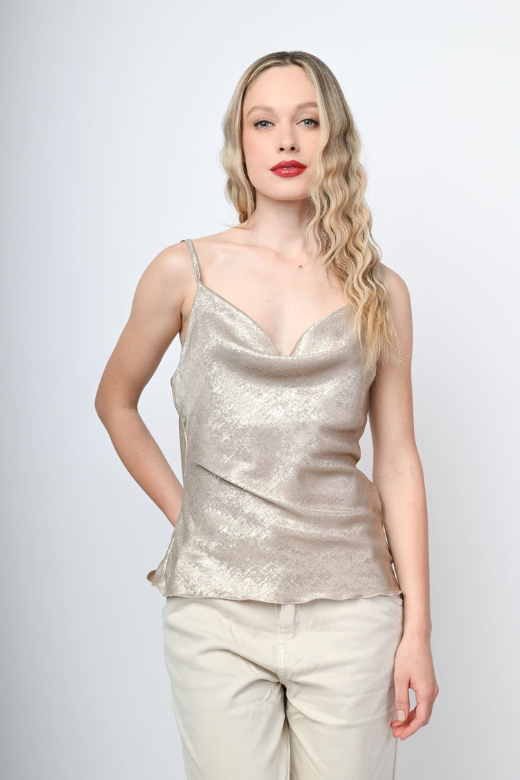 Lamé satin top