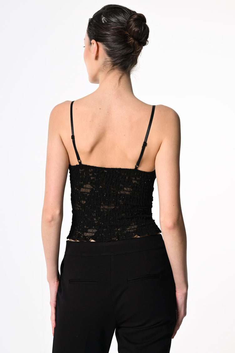 Rhinestone lace camisole
