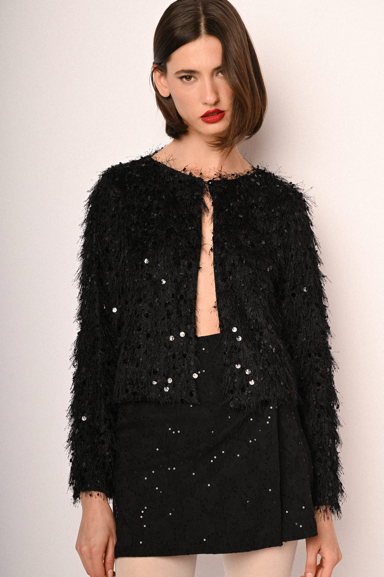 Sequin hairy jacket