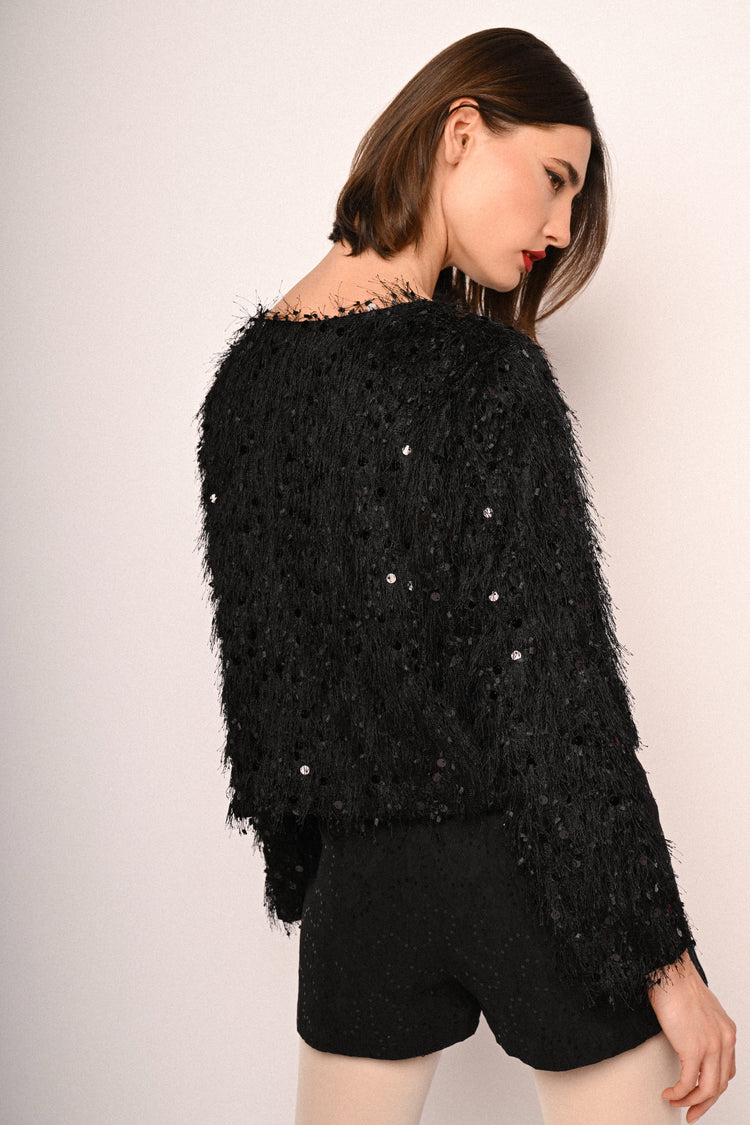 Sequin hairy jacket