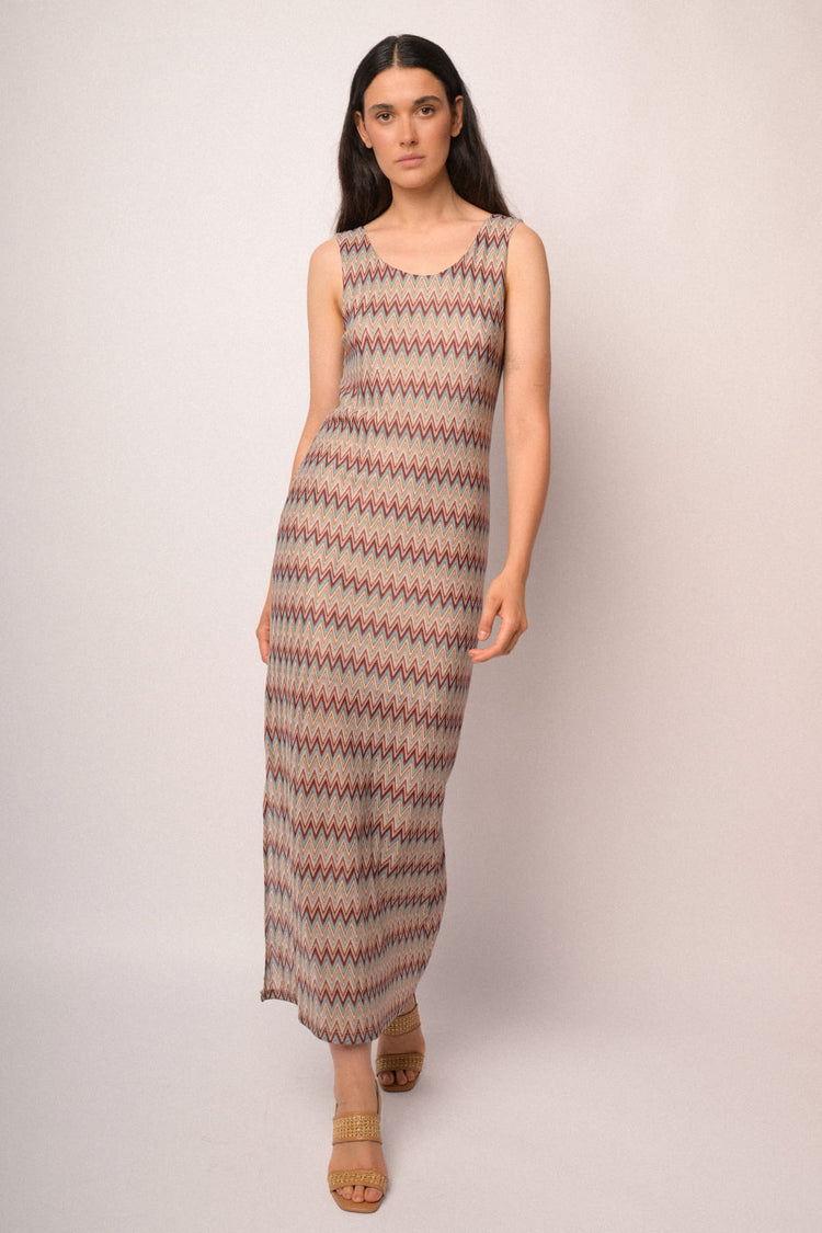 Multicolor zig-zag long dress