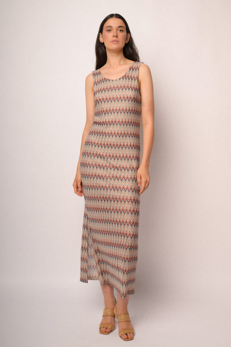 Multicolor zig-zag long dress
