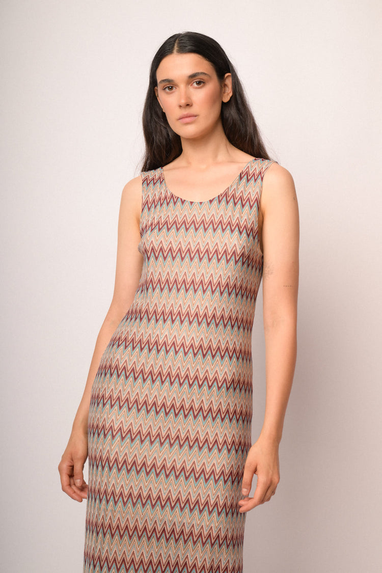 Multicolor zig-zag long dress