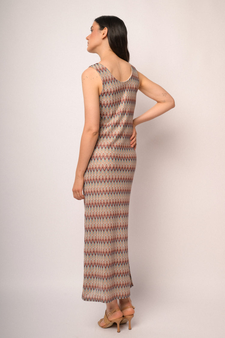 Multicolor zig-zag long dress