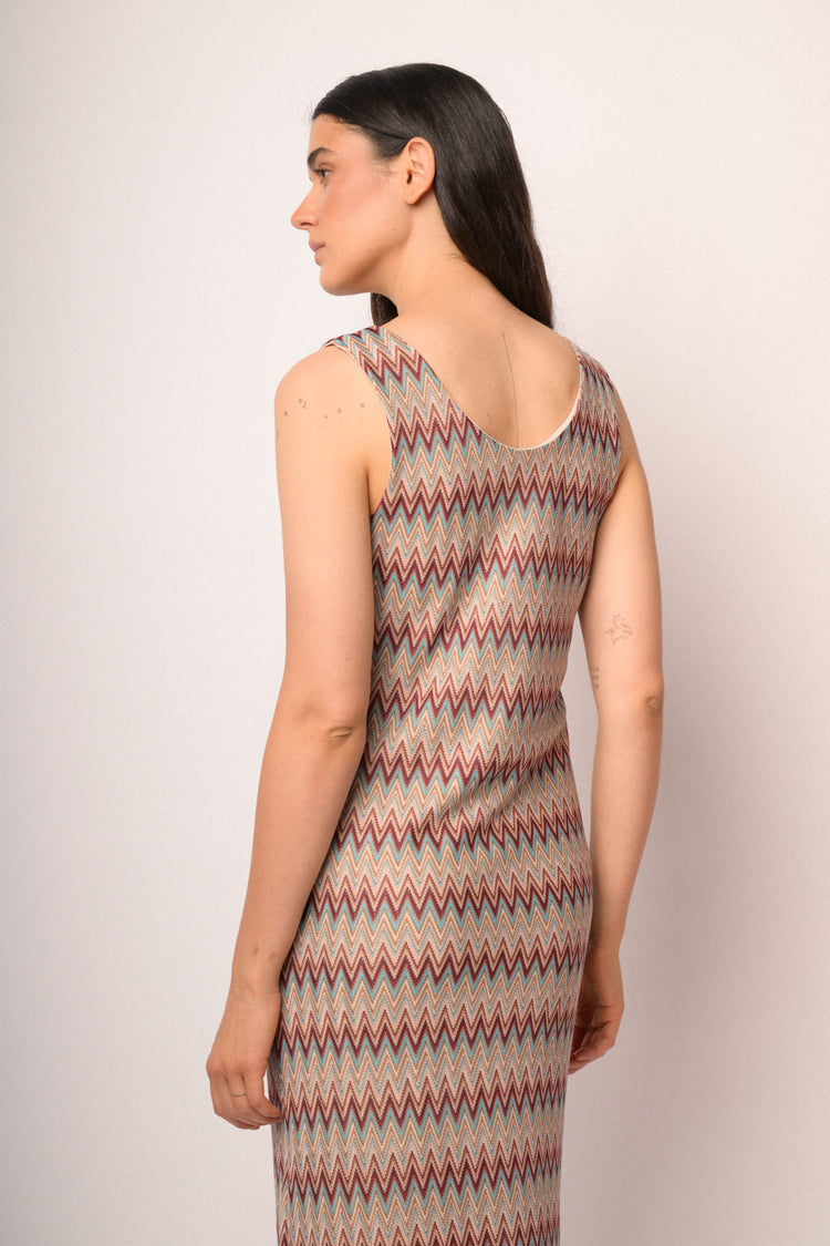 Multicolor zig-zag long dress