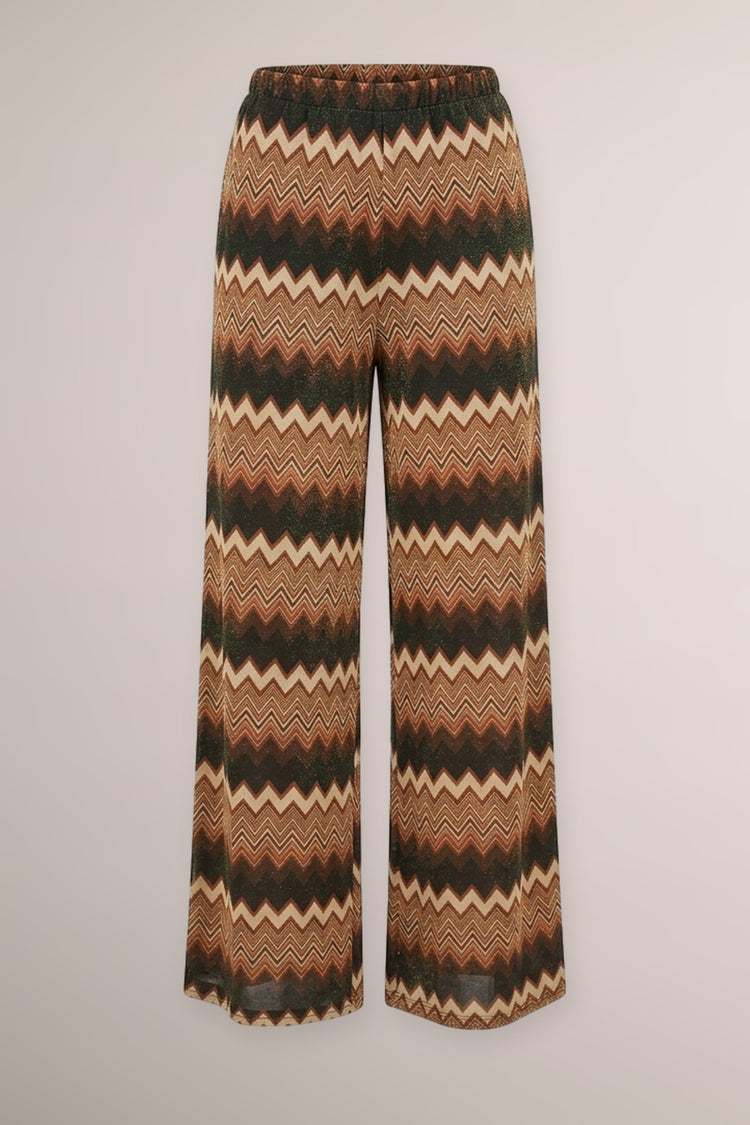 Multicolor zig-zag print lurex knit trousers