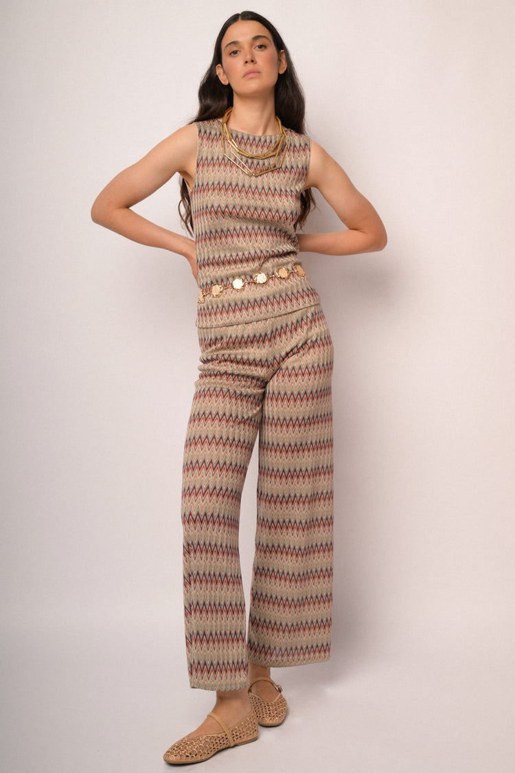 Multicolor zig-zag palazzo trousers