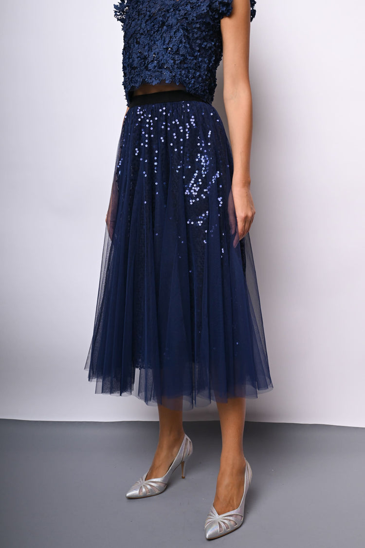 Sequins tulle midi skirt