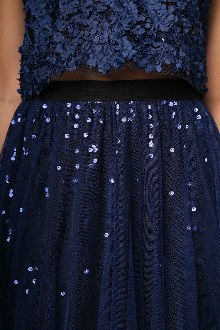 Sequins tulle midi skirt