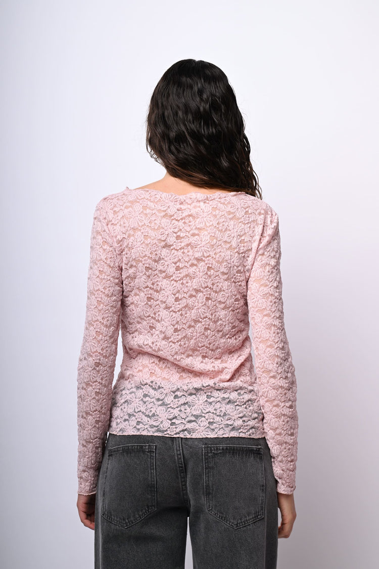 Boat neck lace top