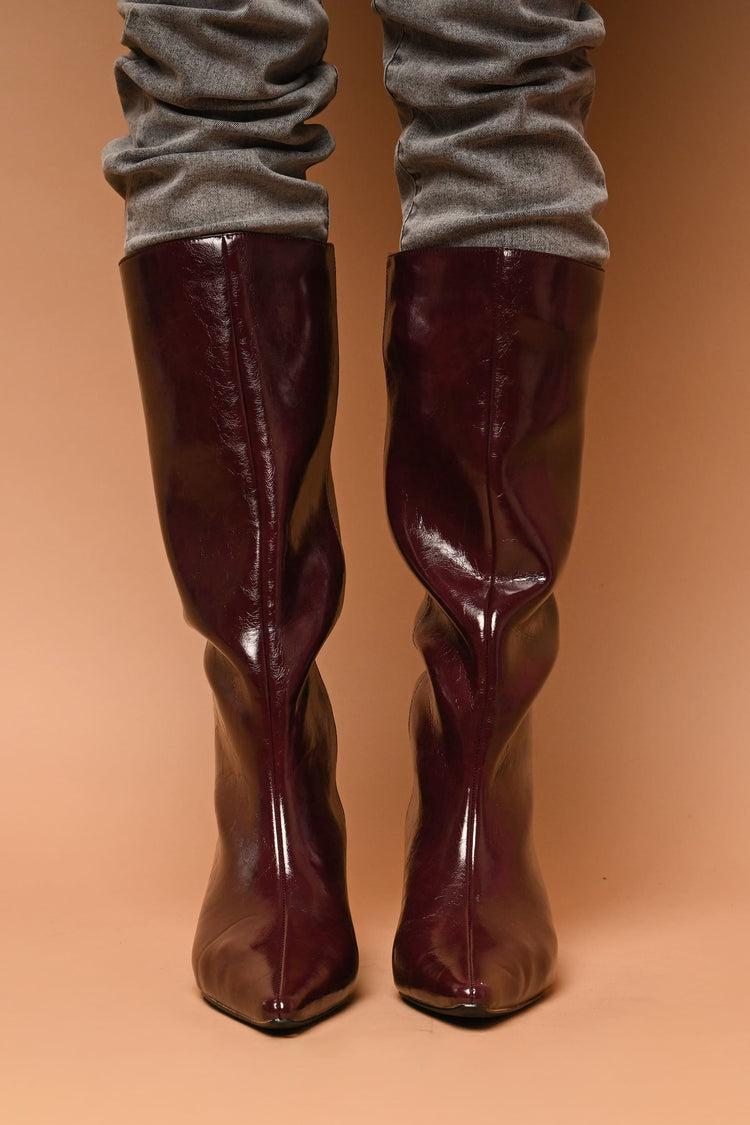 Faux leather high boots