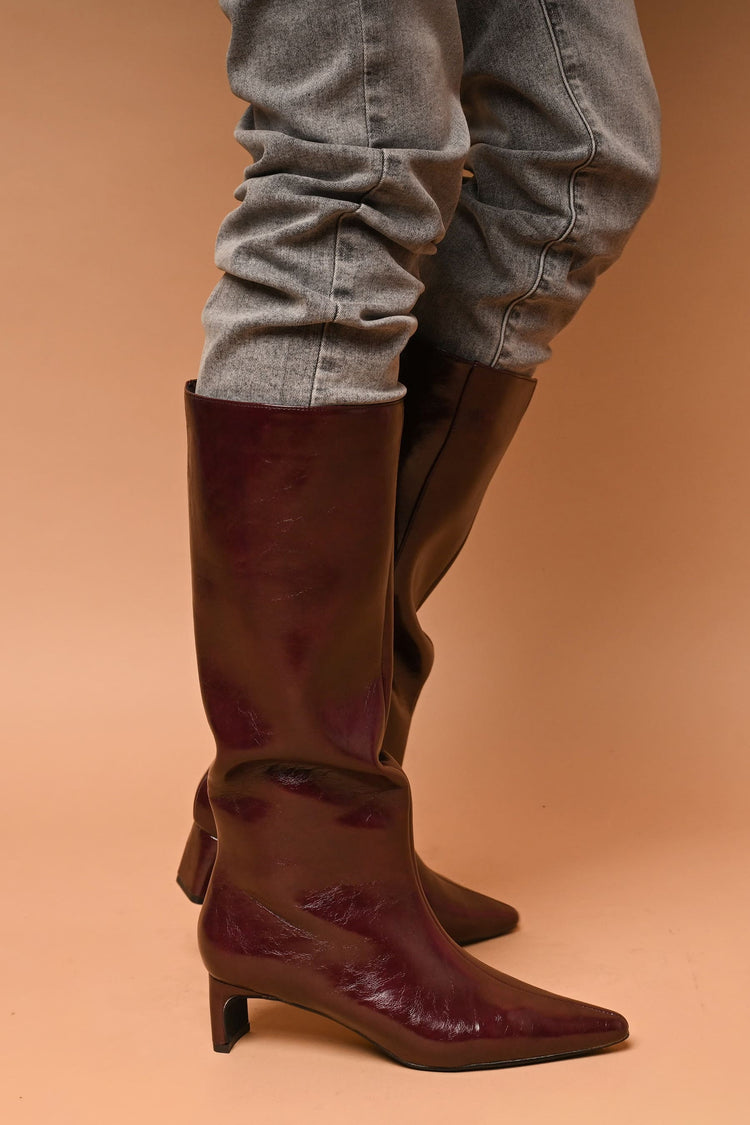 Faux leather high boots