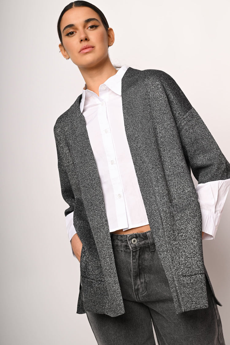 Lurex knit cardigan