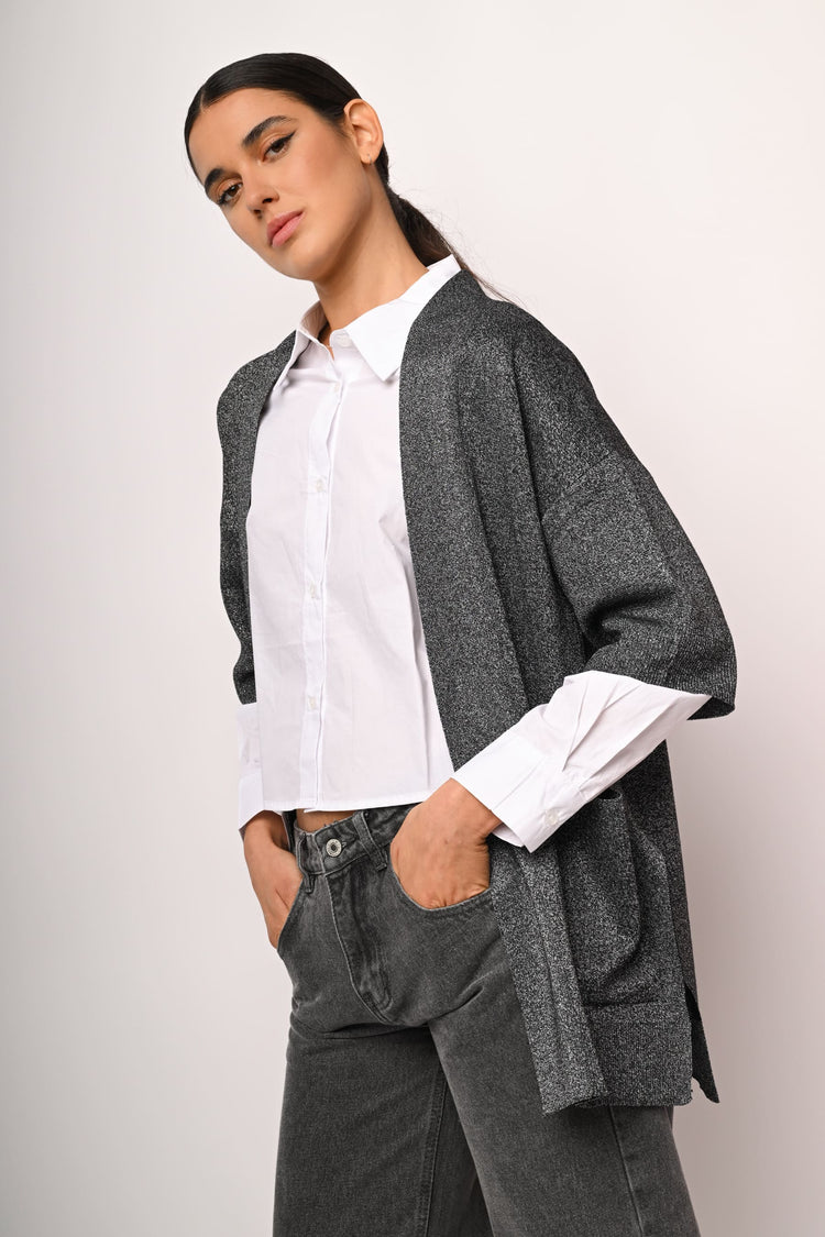 Lurex knit cardigan