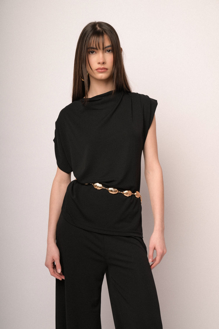 Black draped top