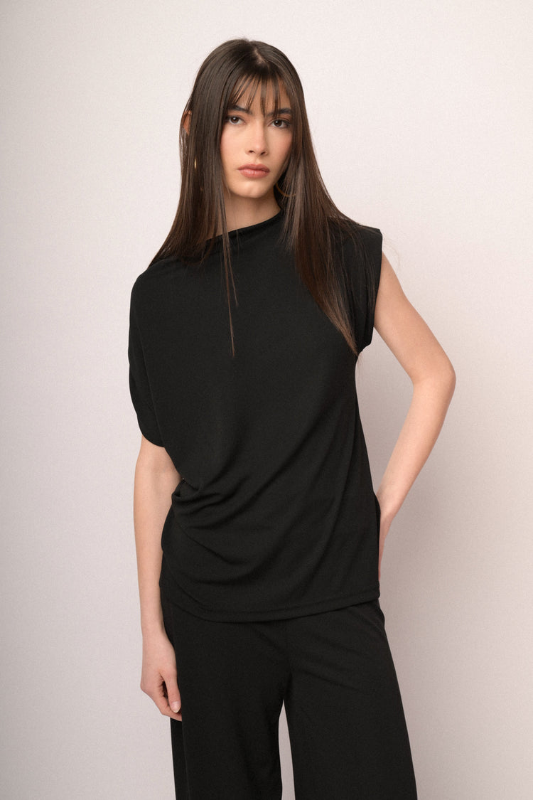 Black draped top