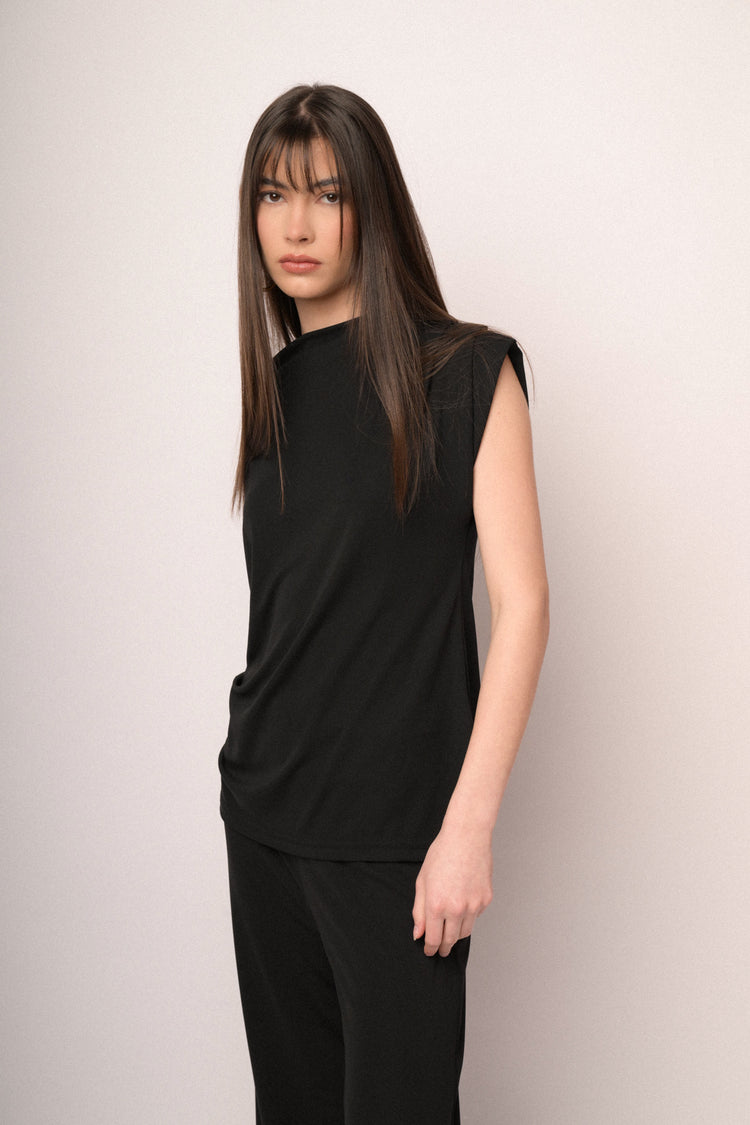 Black draped top