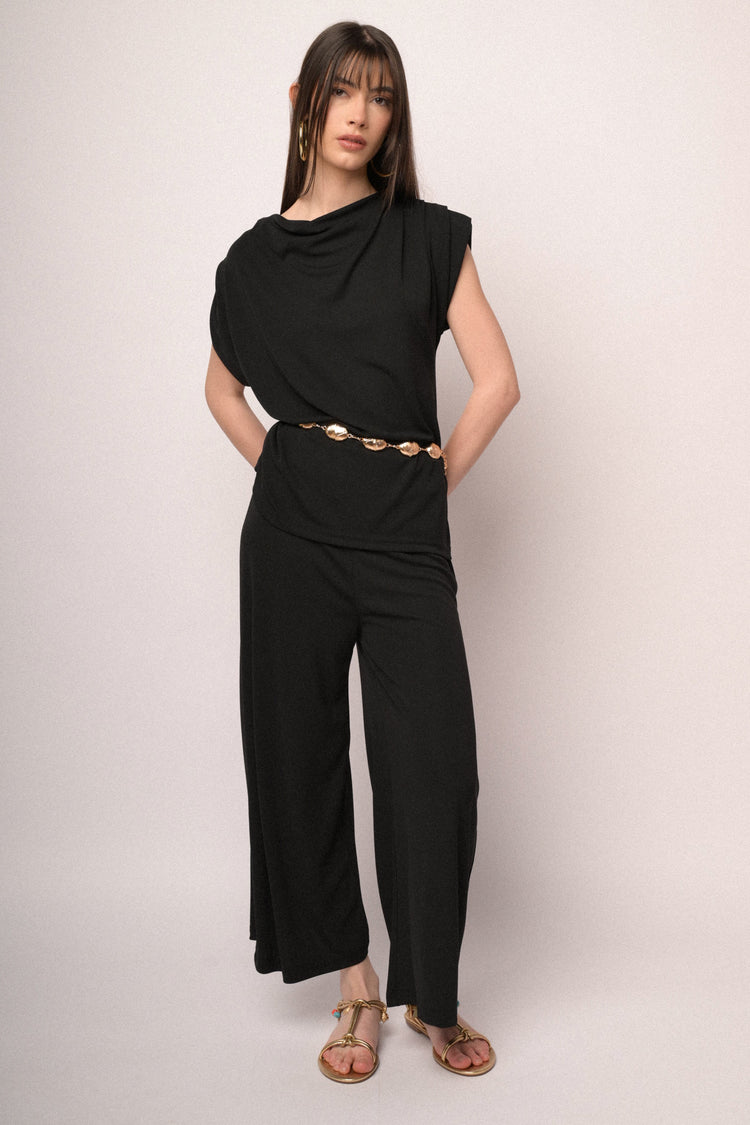 Black draped top
