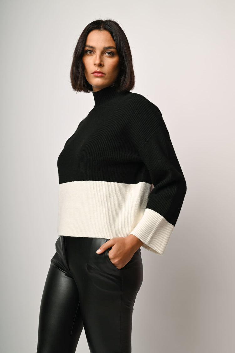 Color-block mock sweater