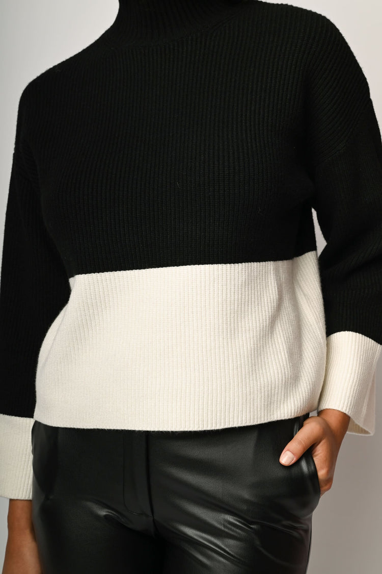 Color-block mock sweater
