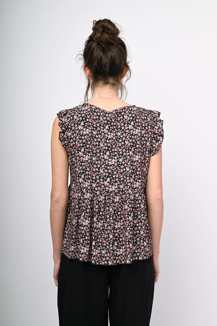 Micro floral print top