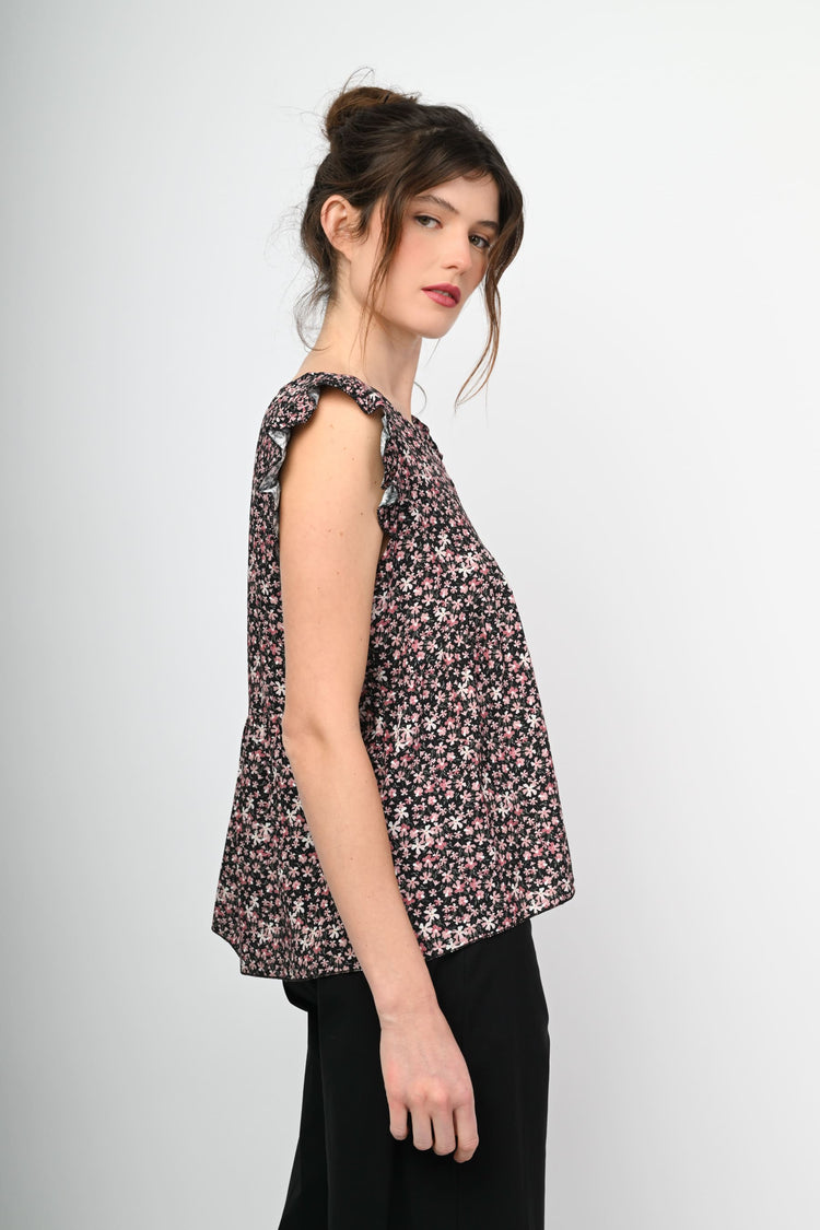 Micro floral print top