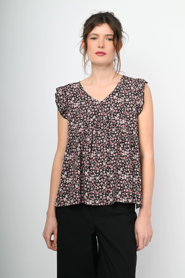 Micro floral print top