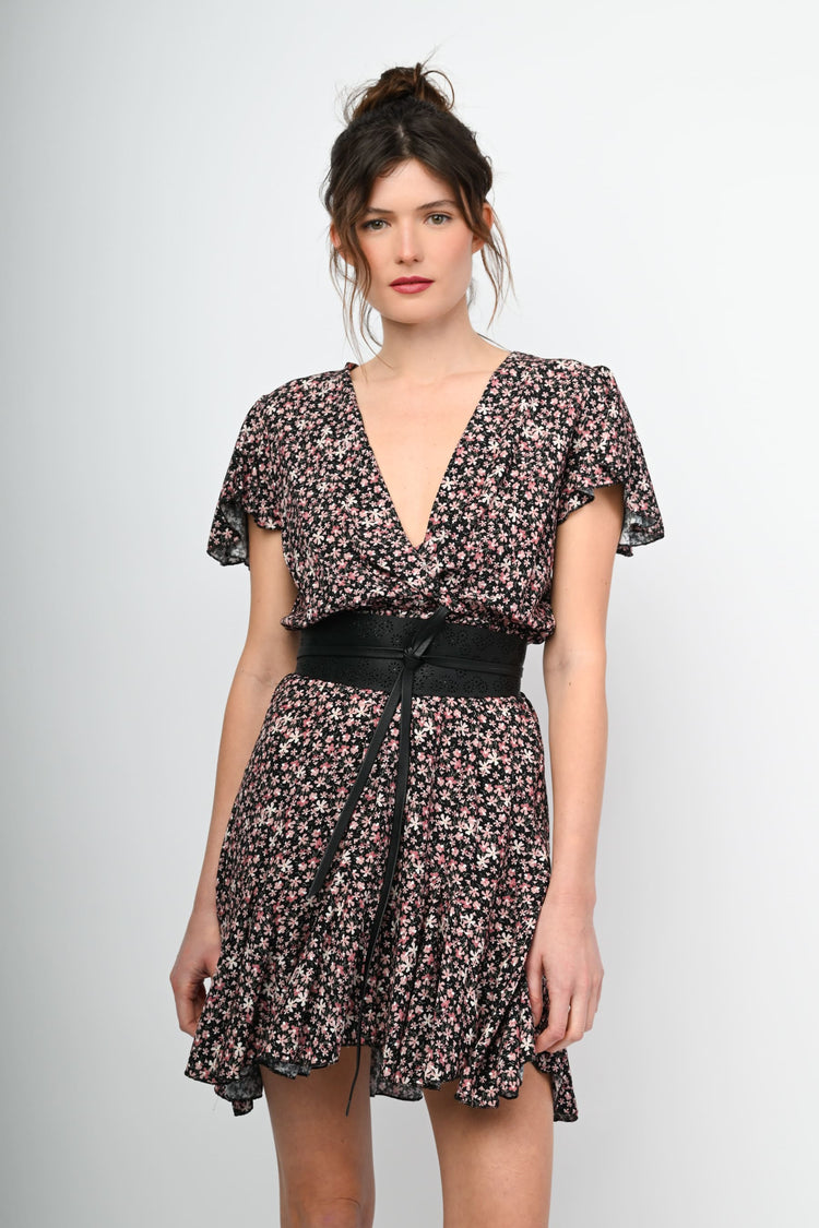 Micro floral print mini dress