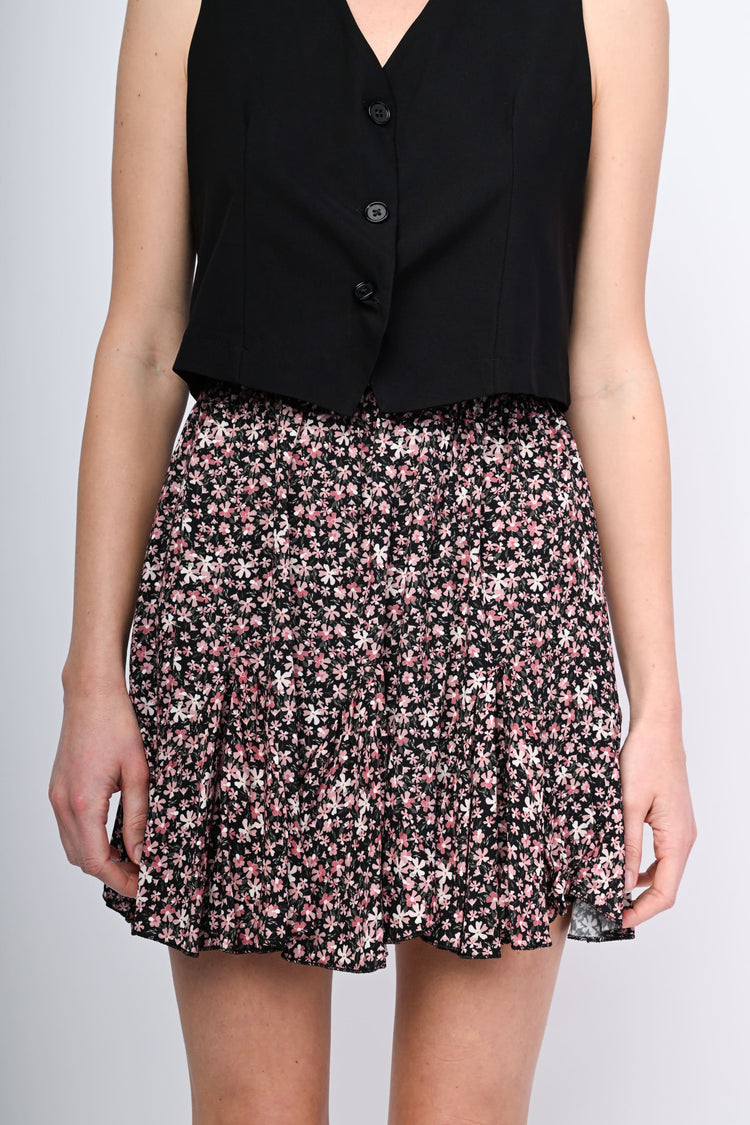 Micro floral print miniskirt