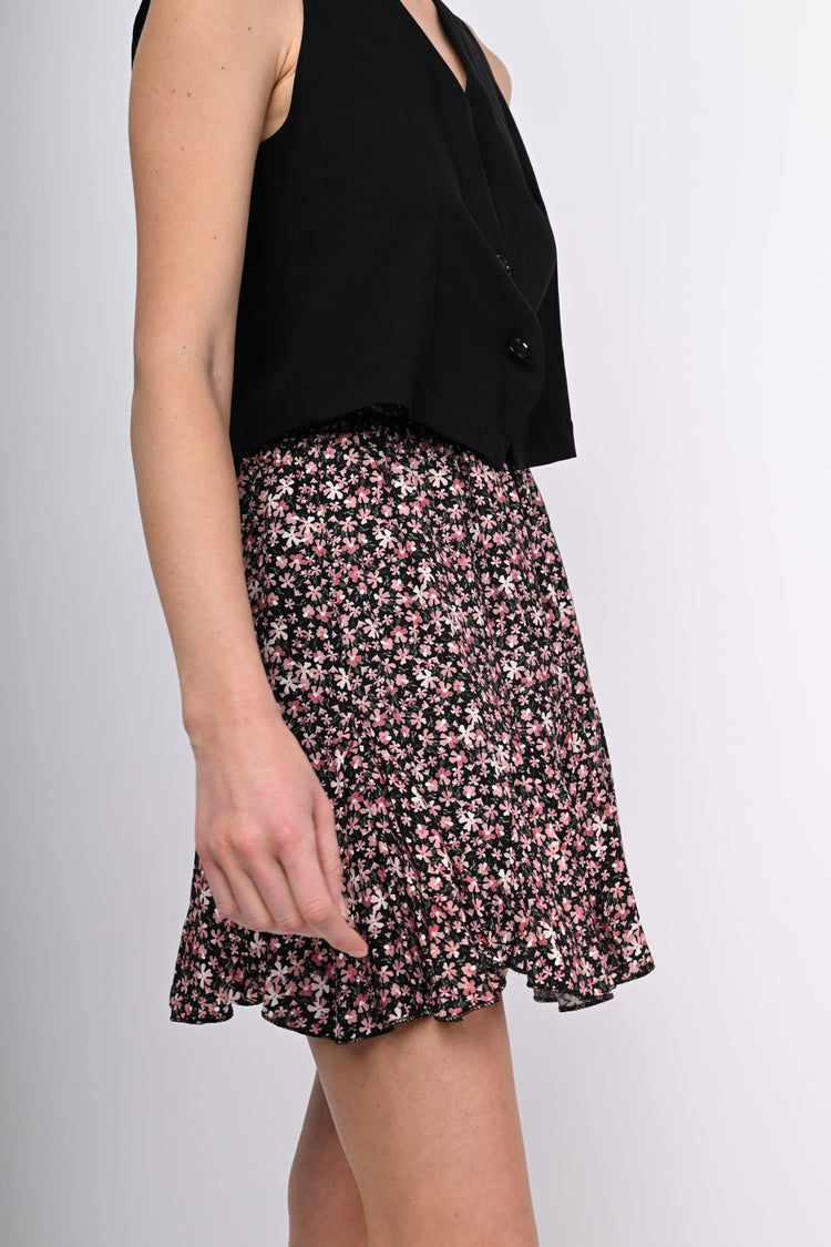 Micro floral print miniskirt