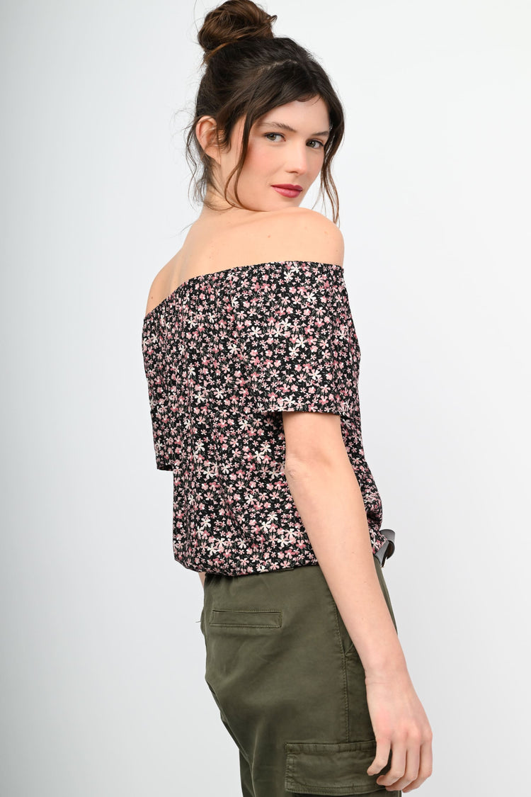Micro floral print top