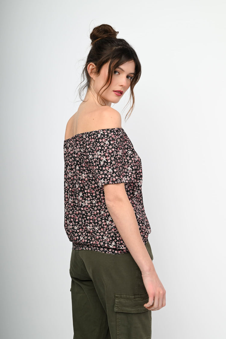 Micro floral print top