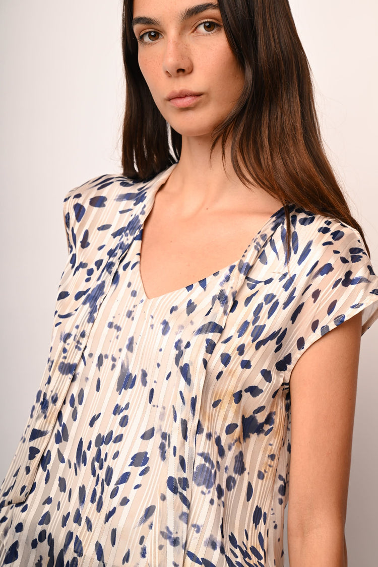 Self-tie straps abstract print top