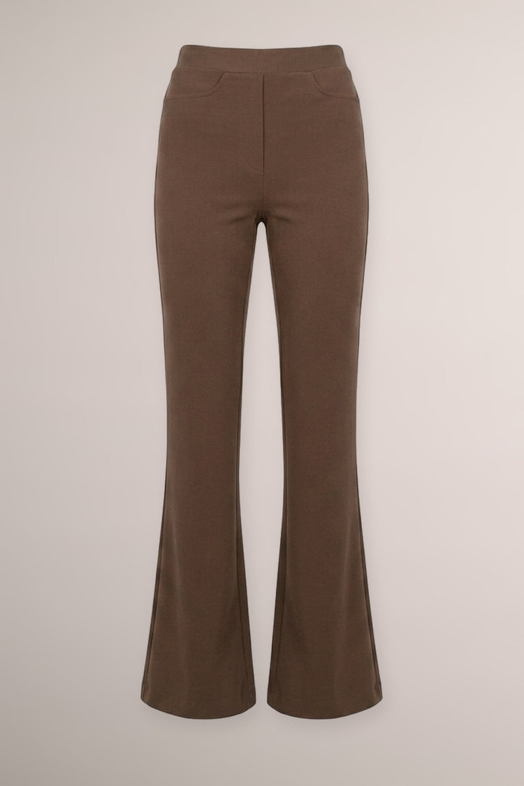 Chocolate modal-blend flared leg  trousers
