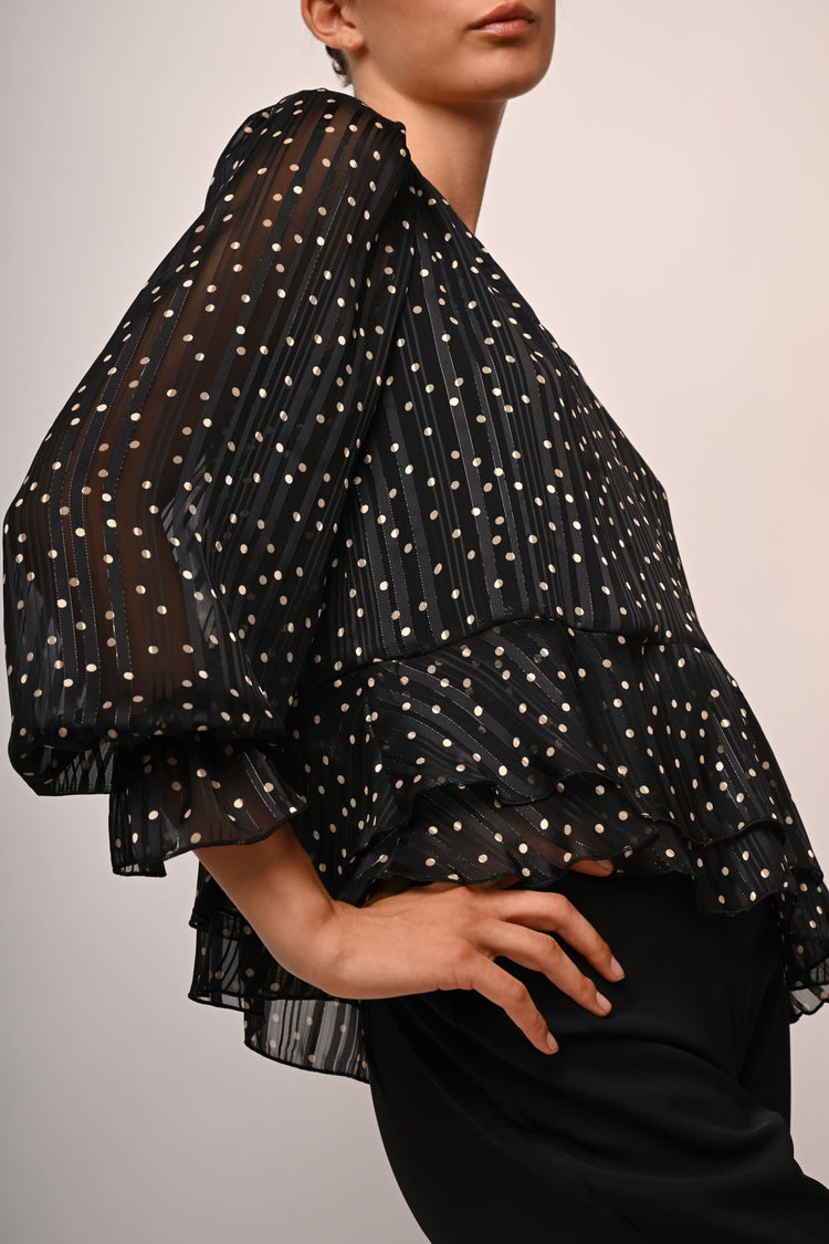 Ruffled polka dot blouse