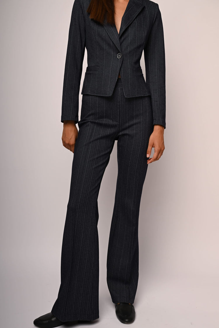Pinstriped flared trousers