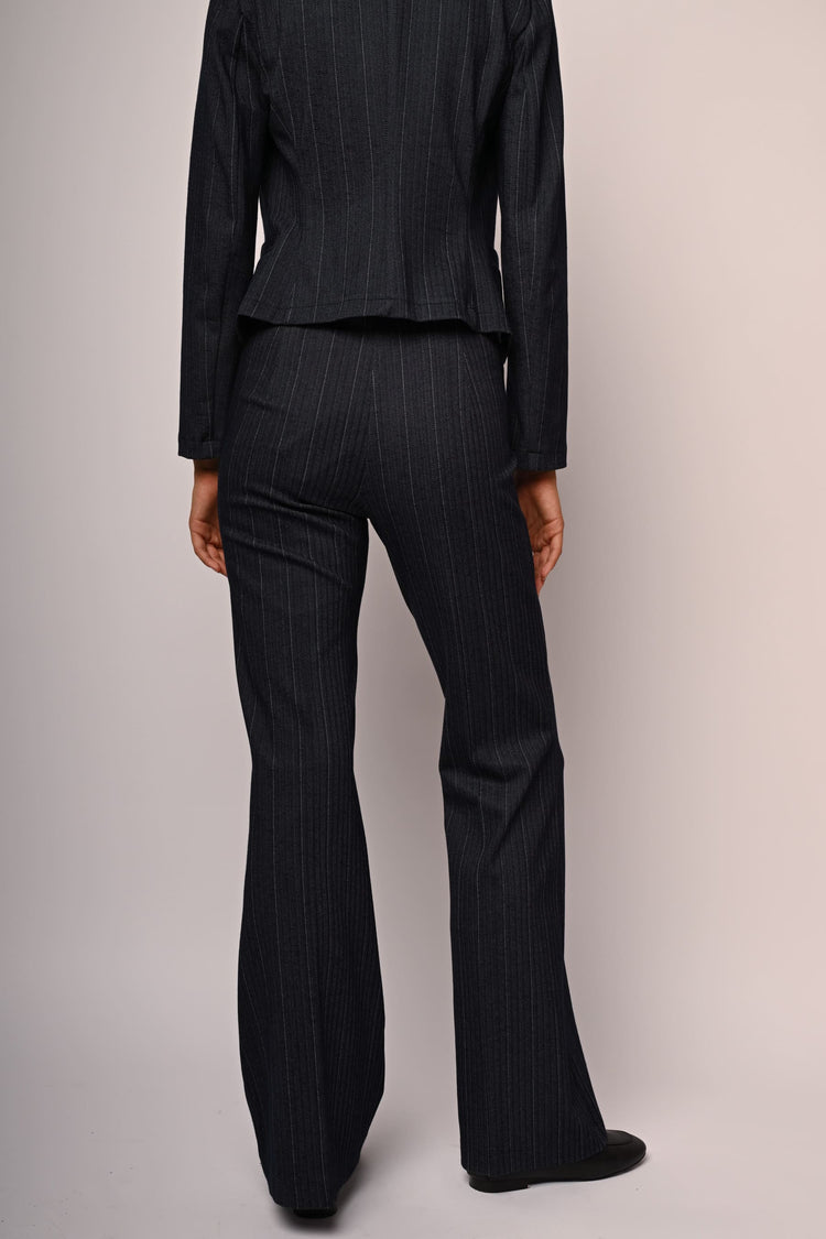 Pinstriped flared trousers